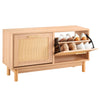 Narrow Entryway Shoe Storage Bench with Adjustable Flip-Drawer Design