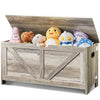 Wooden Toy Storage Bench with Flip Top Lid for Kids