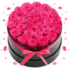 27 Preserved Roses in Round Box with Ribbon - Elegant Floral D¨¦cor