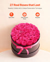 27 Preserved Roses in Round Box with Ribbon - Elegant Floral D¨¦cor