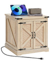 Natural Coffee Table with Dual Lift-Top, Built-in Outlets, Barn Rattan Style